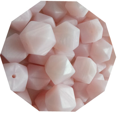 17mm Hexagon Pearl Pink Silicone Beads (Pack of 5) - Teething Supplies UK