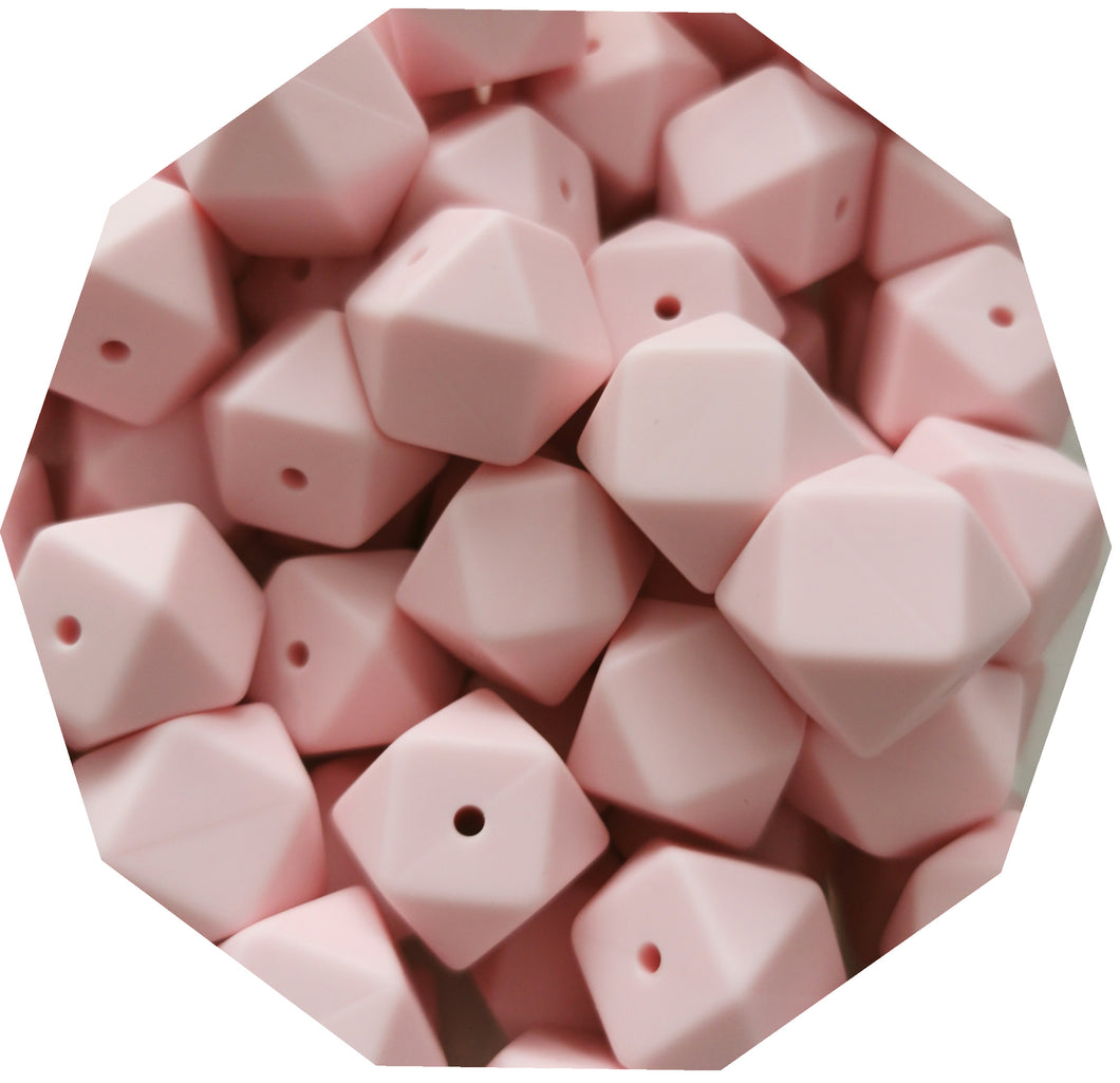 17mm Hexagon Pink Silicone Beads (Pack of 5) - Teething Supplies UK