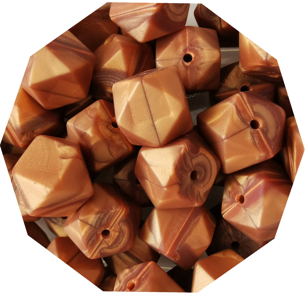 17mm Hexagon Copper Silicone Beads (Pack of 5) - Teething Supplies UK