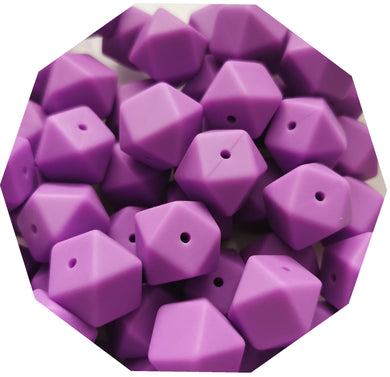 17mm Hexagon Purple Silicone Beads (Pack of 5) - Teething Supplies UK