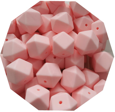 17mm Hexagon Rose Pink Silicone Beads (Pack of 5) - Teething Supplies UK