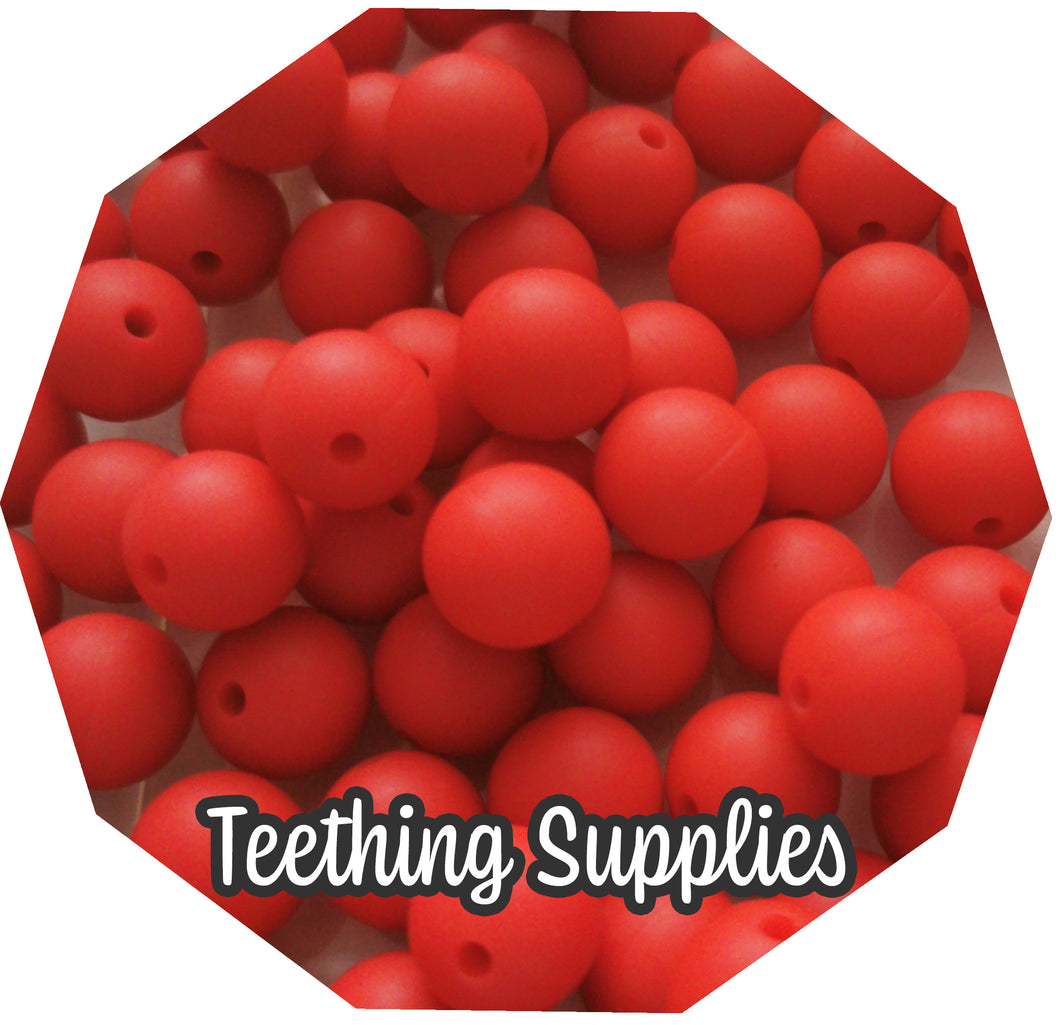 12mm Scarlet Red Silicone Beads (Pack of 5) Teething Supplies