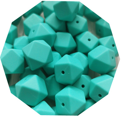 17mm Hexagon Turquoise Silicone Beads (Pack of 5) - Teething Supplies UK
