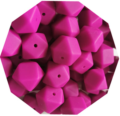 17mm Hexagon Violet Red Silicone Beads (Pack of 5) - Teething Supplies UK