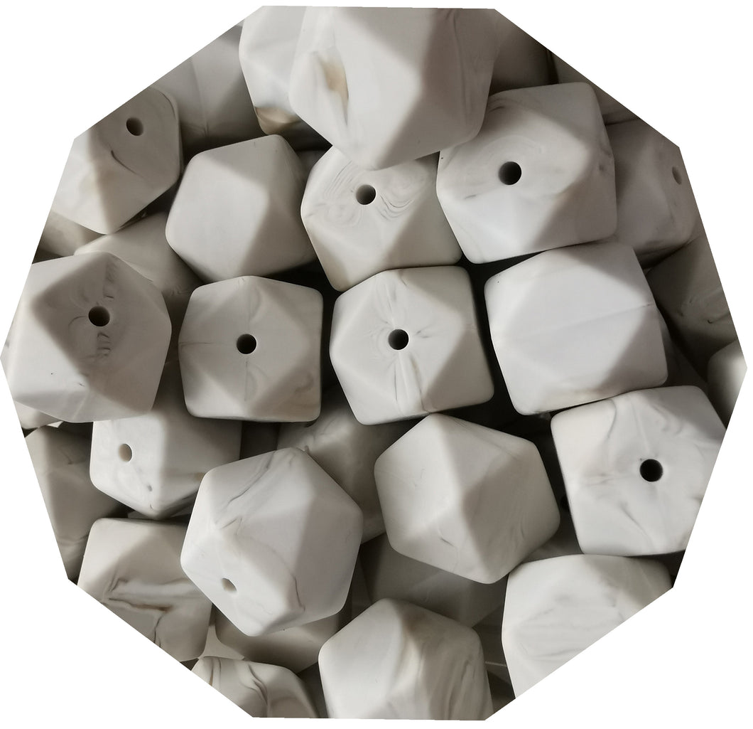 17mm Hexagon Warm Marble Silicone Beads (Pack of 5) - Teething Supplies UK