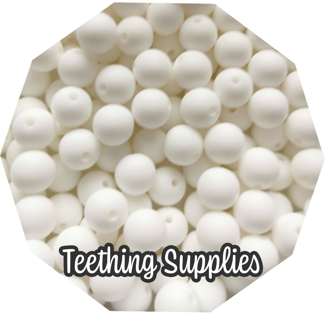15mm White Silicone Beads (Pack of 5) Teething Supplies