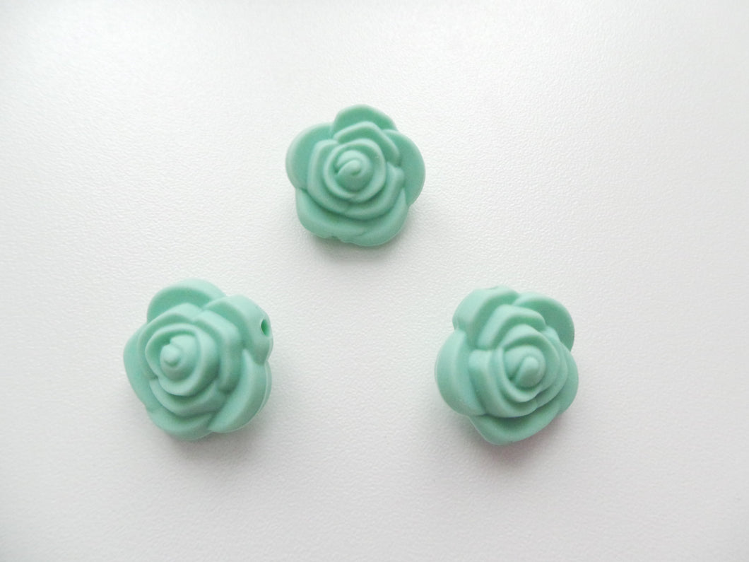 Silicone Rose Flower Beads (Pack of 3)