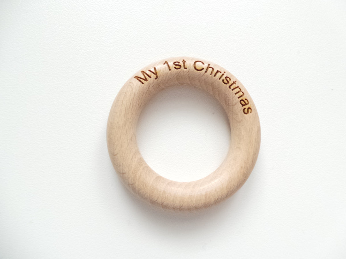 Custom Wooden Teething Rings with Logo or your own Text - 40mm ...